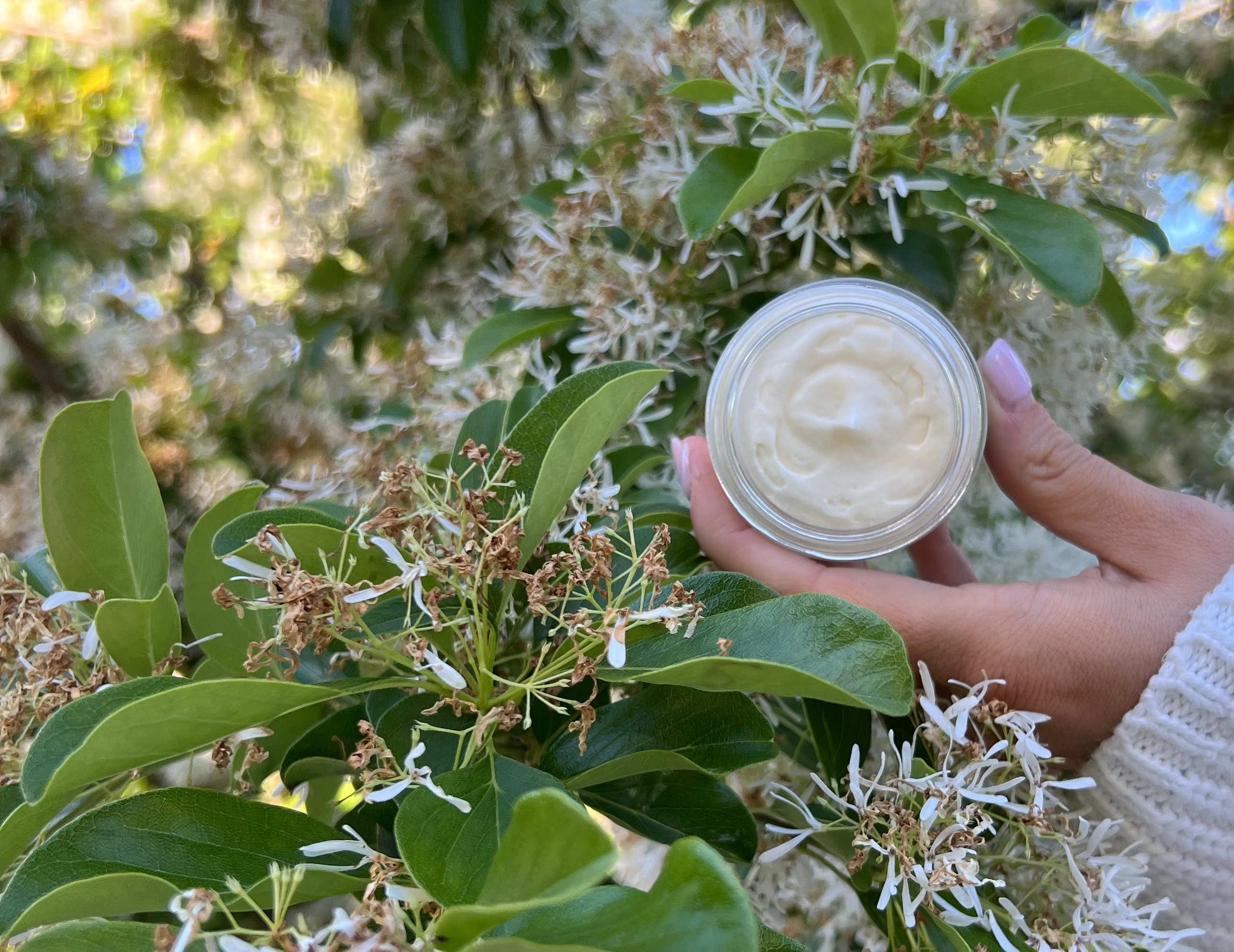 hand with whipped tallow outside