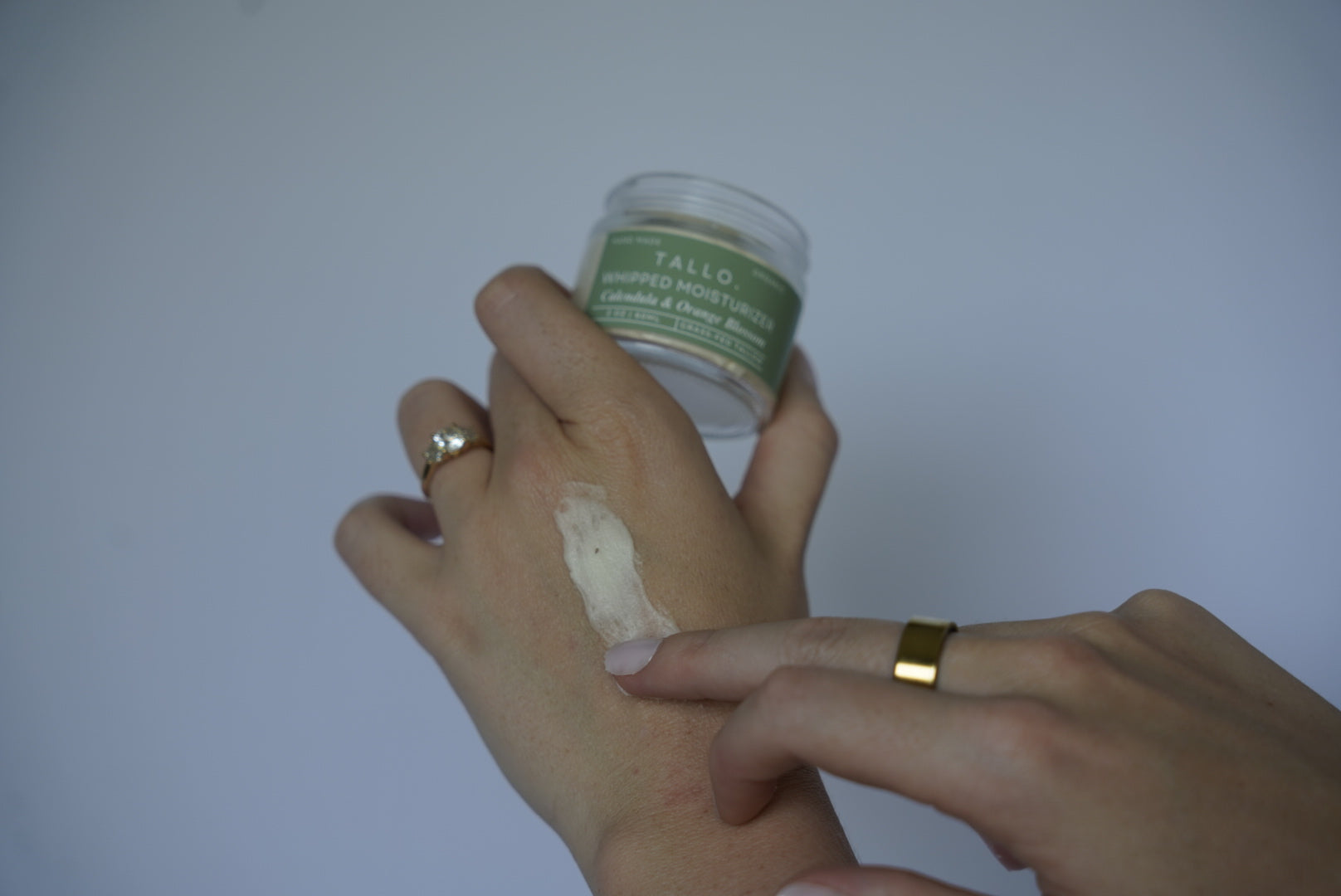 Tallow Cream being applied to the body